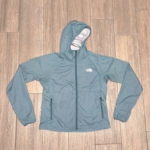 The North Face Women’s Zip Up Windbreaker Jacket with Hood Blue/White Size SP